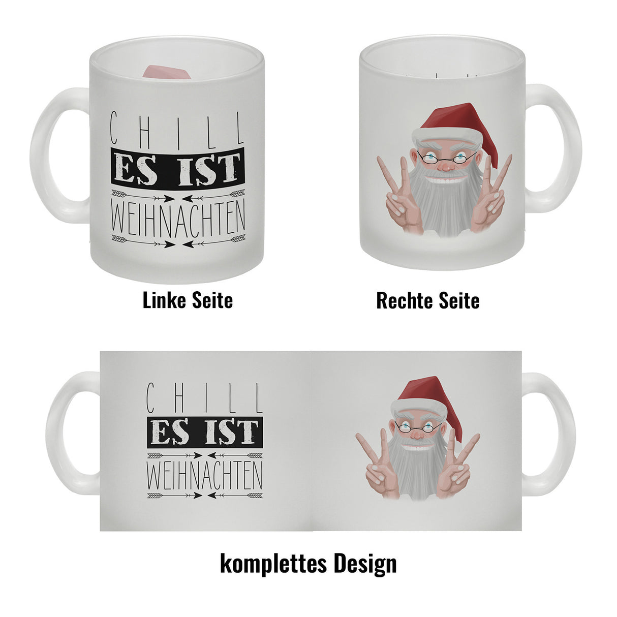 Chill es ist Weihnachten Kaffeetasse mit lustigem Weihnachtsmann
