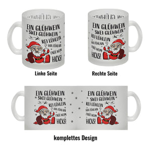 Betrunkener Weihnachtsmann Glühweintasse im Comicstil