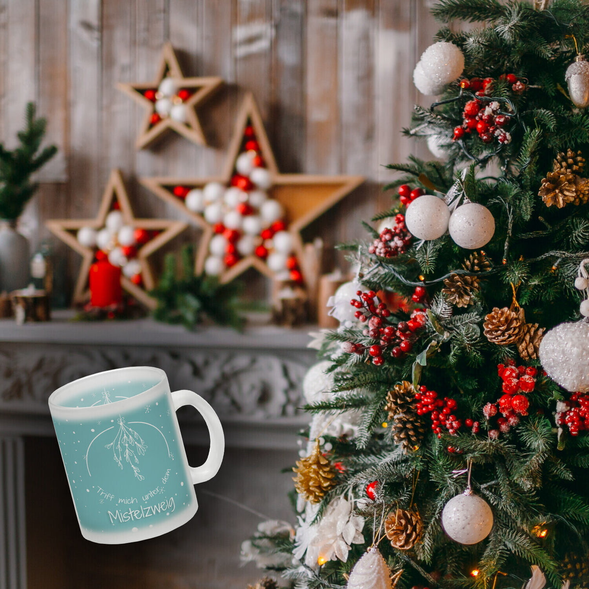 Triff mich unter dem Mistelzweig Weihnachten Kaffeebecher