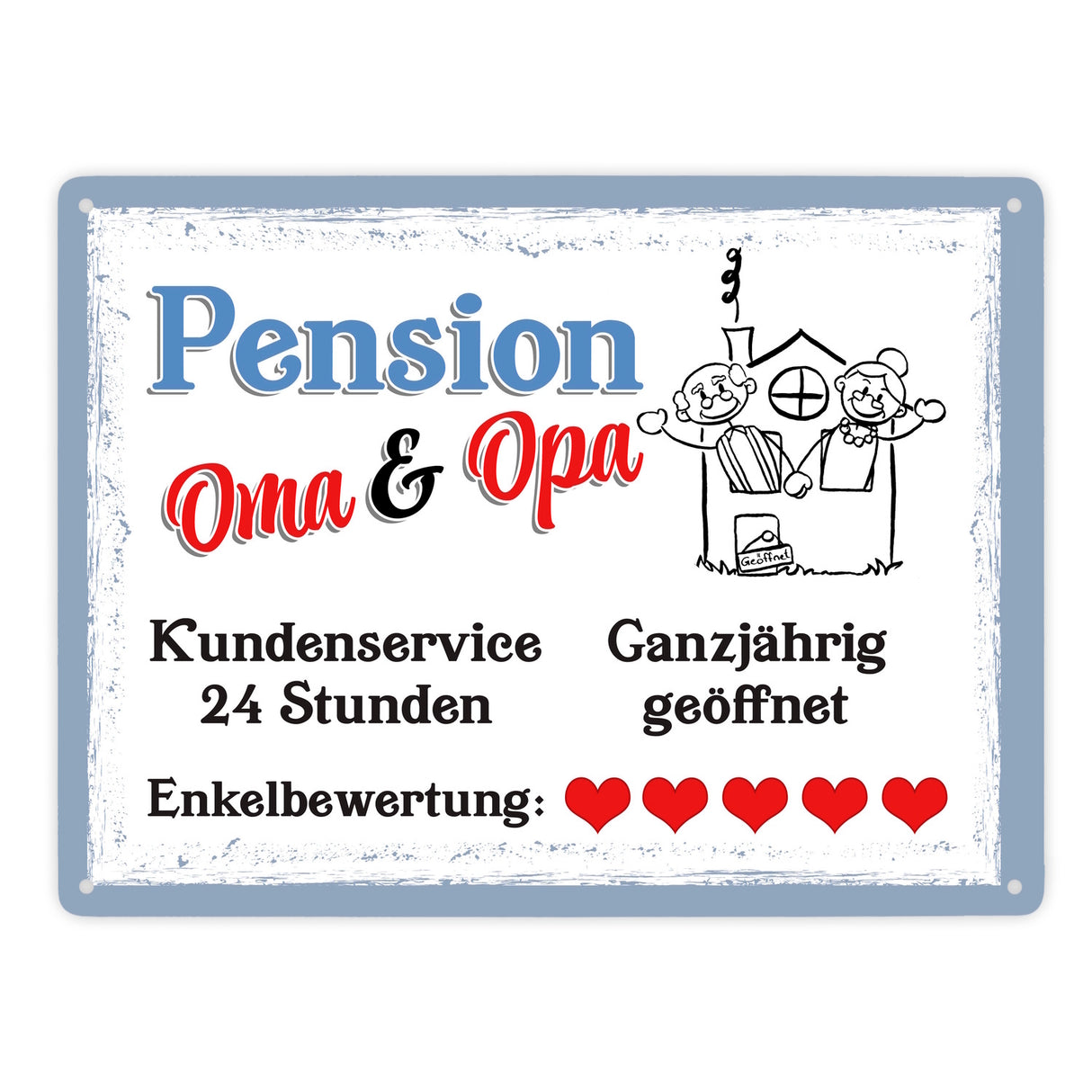 Pension Oma und Opa Metallschild