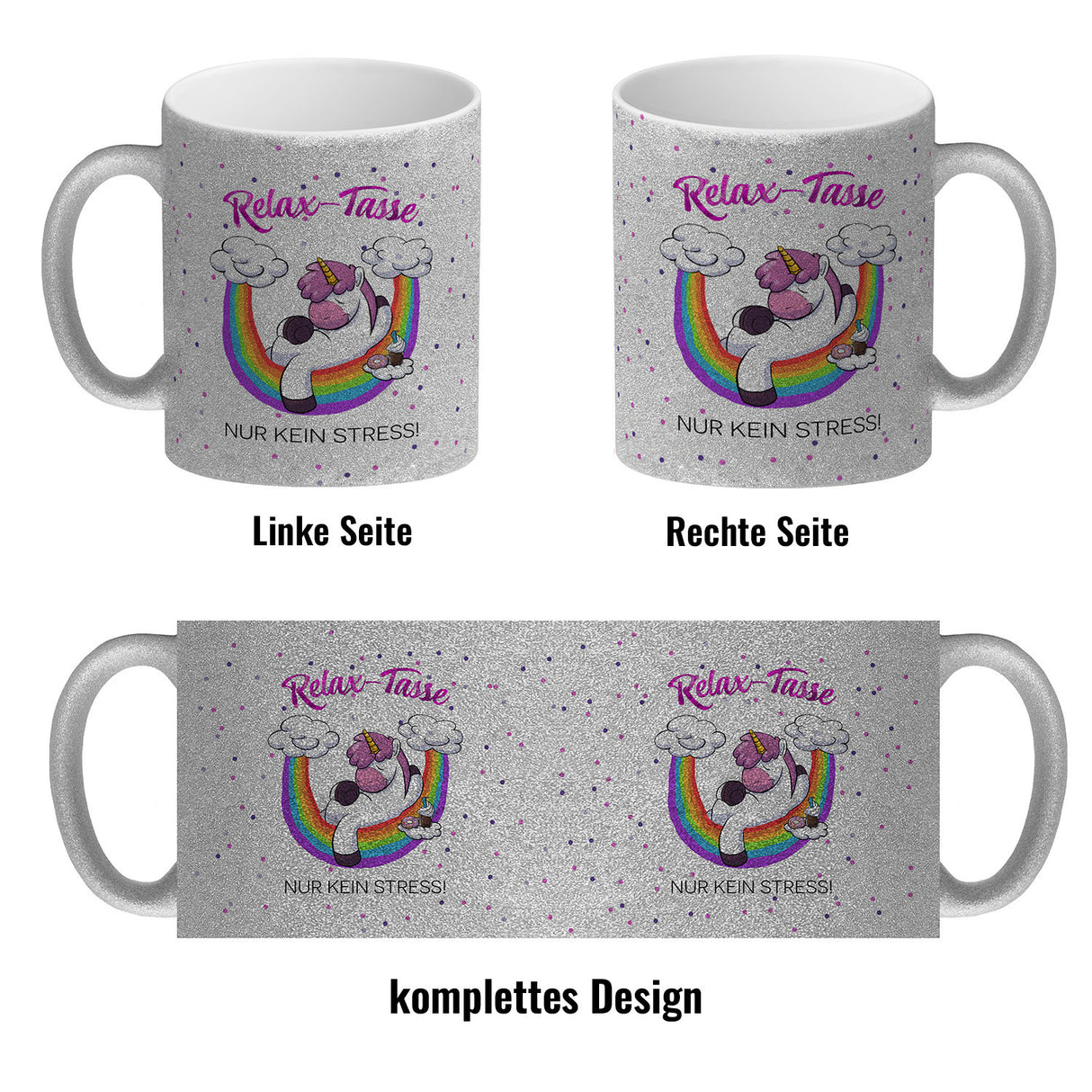 Relax-Tasse Einhorn mit Regenbogen Kaffeebecher
