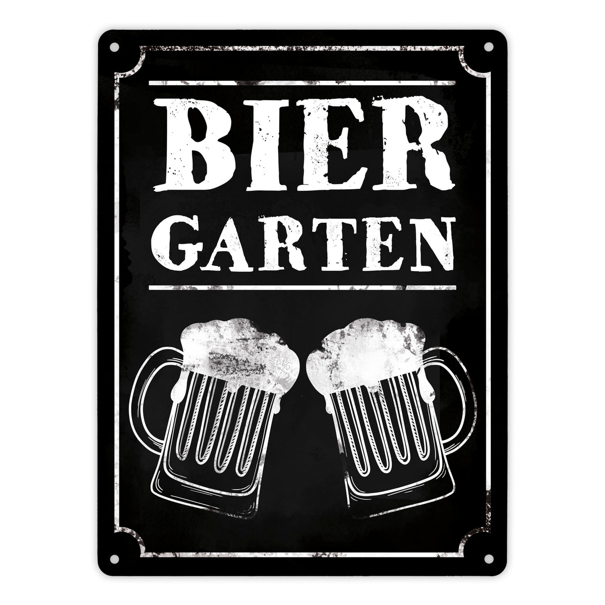 Biergarten Metallschild mit zwei Bierkrügen im Used-Look