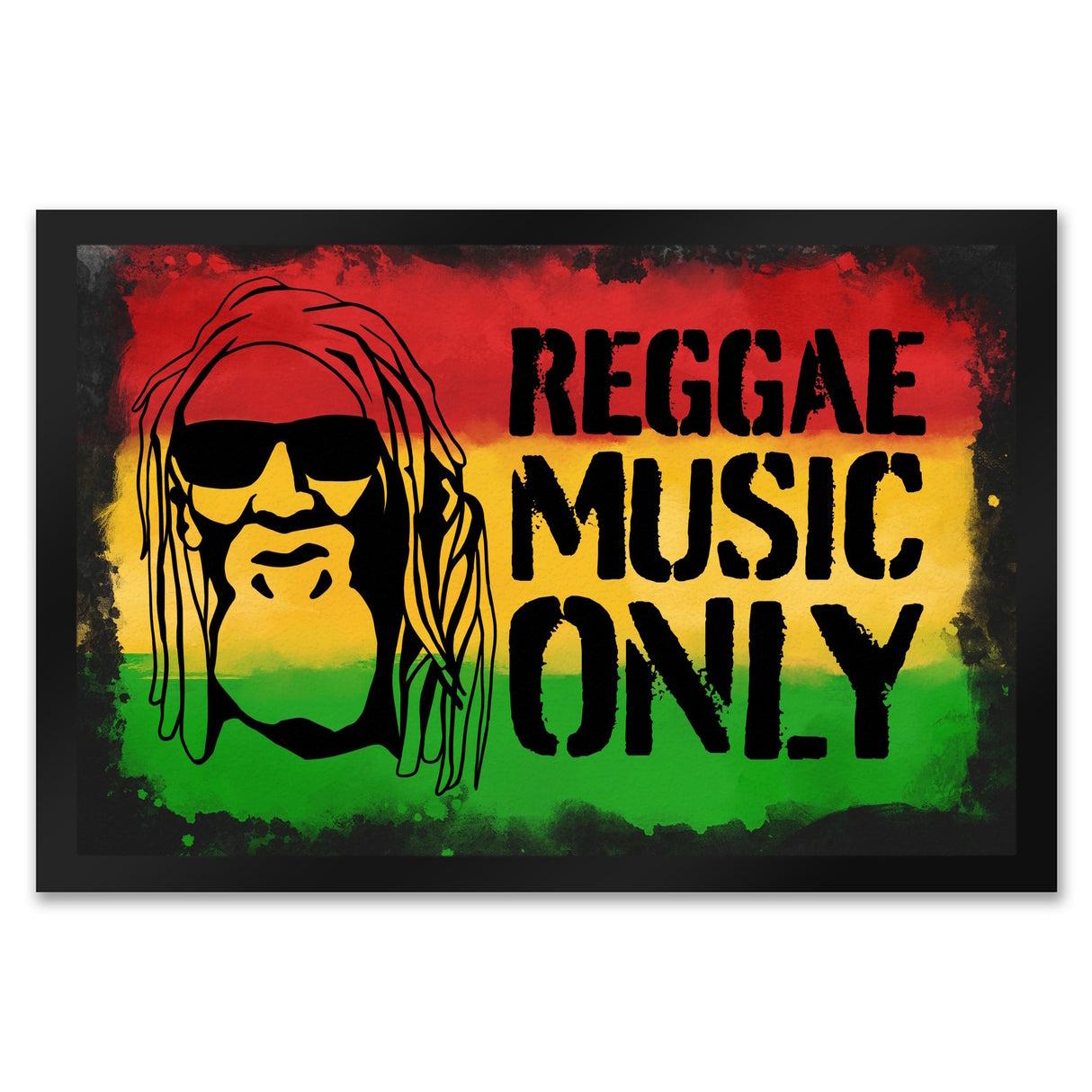 Reggae Music Only Fußmatte für Reggae Fans mit Rastafari Gesicht