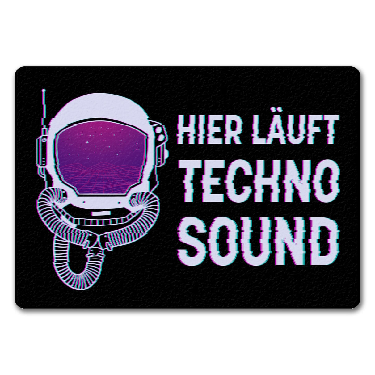 Hier läuft Techno Sound Fußmatte mit Astronautenhelm für Raver