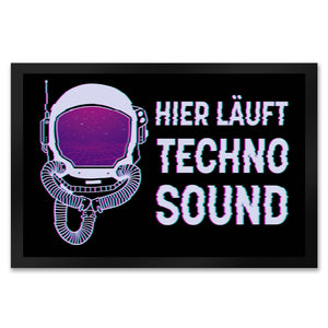 Hier läuft Techno Sound Fußmatte mit Astronautenhelm für Raver