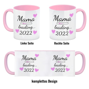 Mama loading 2022 Kaffeetasse mit Herzen für die Schwangerschaft
