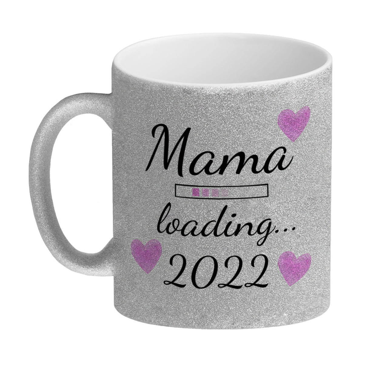 Mama loading 2022 Kaffeetasse mit Herzen für die Schwangerschaft