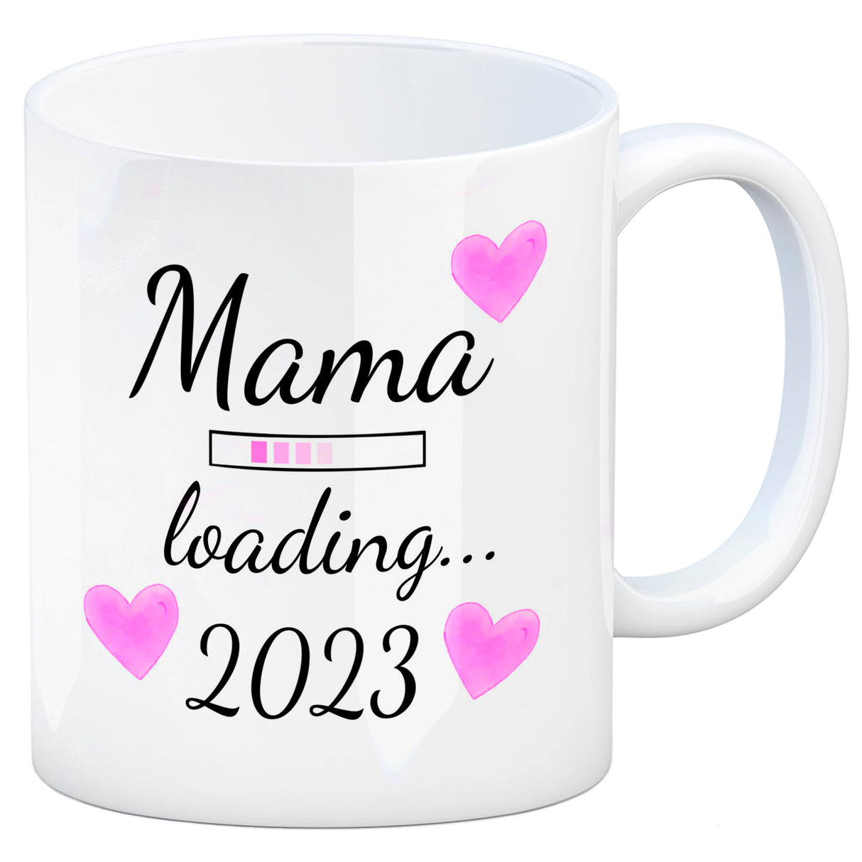 Mama loading 2022 Kaffeetasse mit Herzen für die Schwangerschaft