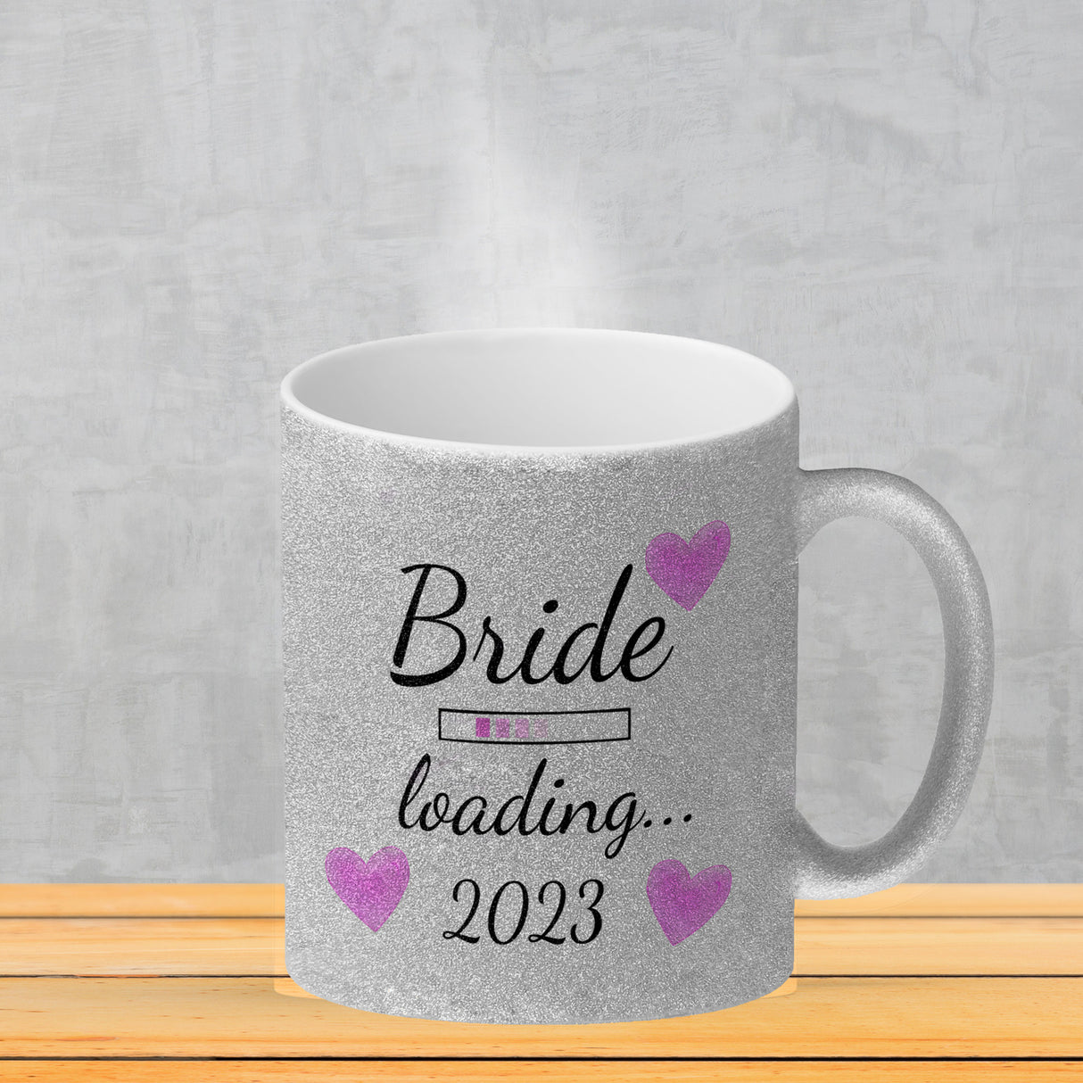 Bride loading Tasse Kaffeetasse 2022 mit rosa Herzen