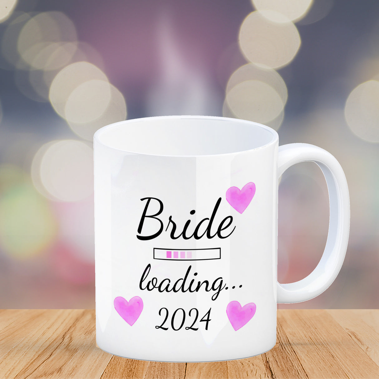 Bride loading Tasse Kaffeetasse 2022 mit rosa Herzen
