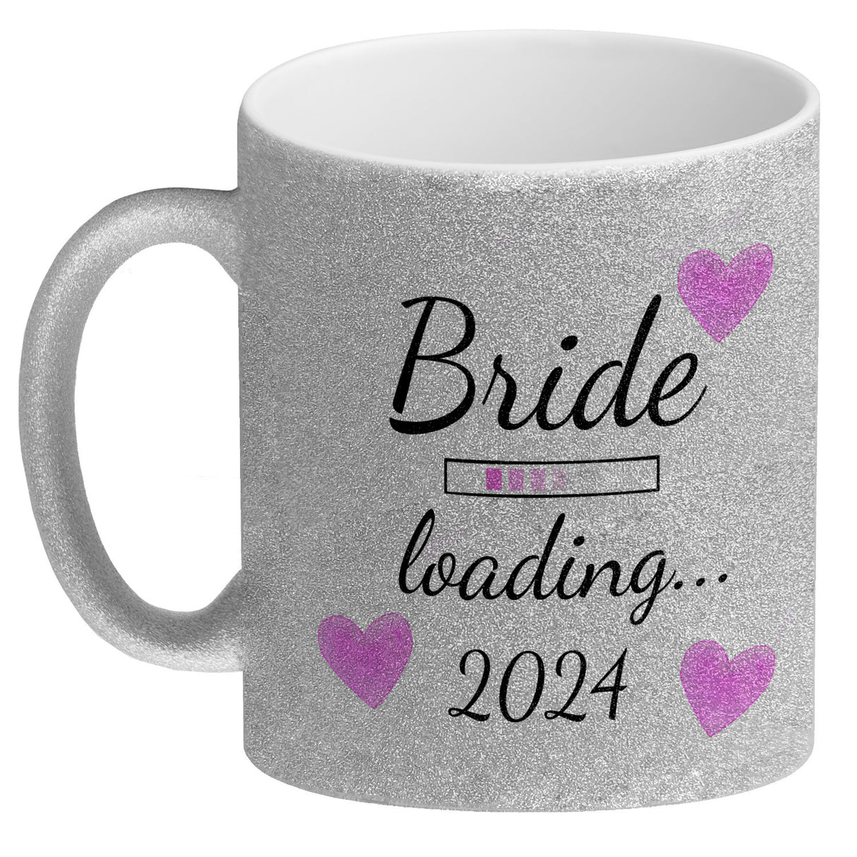 Bride loading Tasse Kaffeetasse 2022 mit rosa Herzen