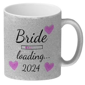 Bride loading Tasse Kaffeetasse 2022 mit rosa Herzen