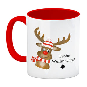 Weihnachten Kaffeebecher mit Rentier und Spruch - Frohe Weihnachten