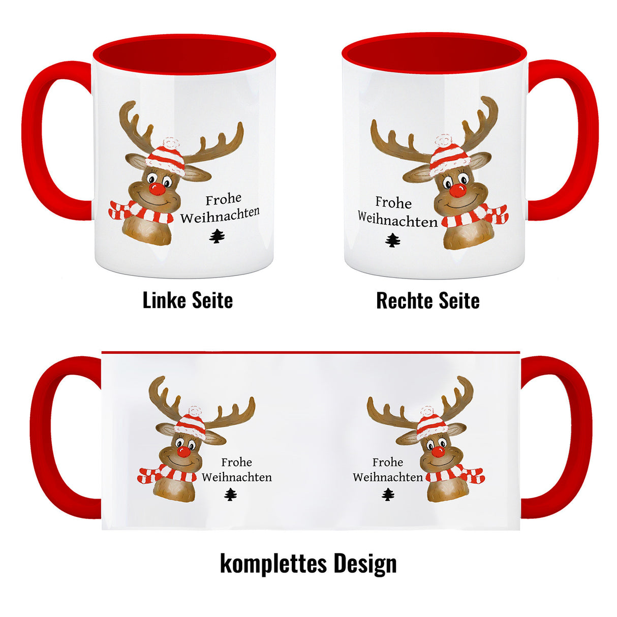 Weihnachten Kaffeebecher mit Rentier und Spruch - Frohe Weihnachten
