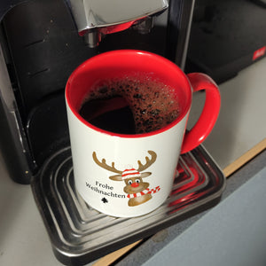 Weihnachten Kaffeebecher mit Rentier und Spruch - Frohe Weihnachten