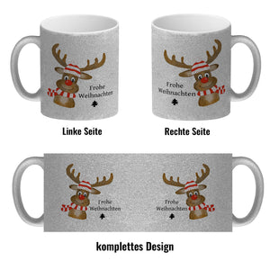Weihnachten Kaffeebecher mit Rentier und Spruch - Frohe Weihnachten