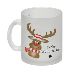 Weihnachten Kaffeebecher mit Rentier und Spruch - Frohe Weihnachten