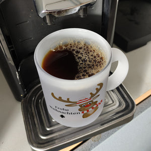 Weihnachten Kaffeebecher mit Rentier und Spruch - Frohe Weihnachten