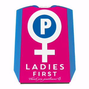 Venussymbol Ladies First Parkscheibe in Lila-Gelb mit 2 Einkaufswagenchips