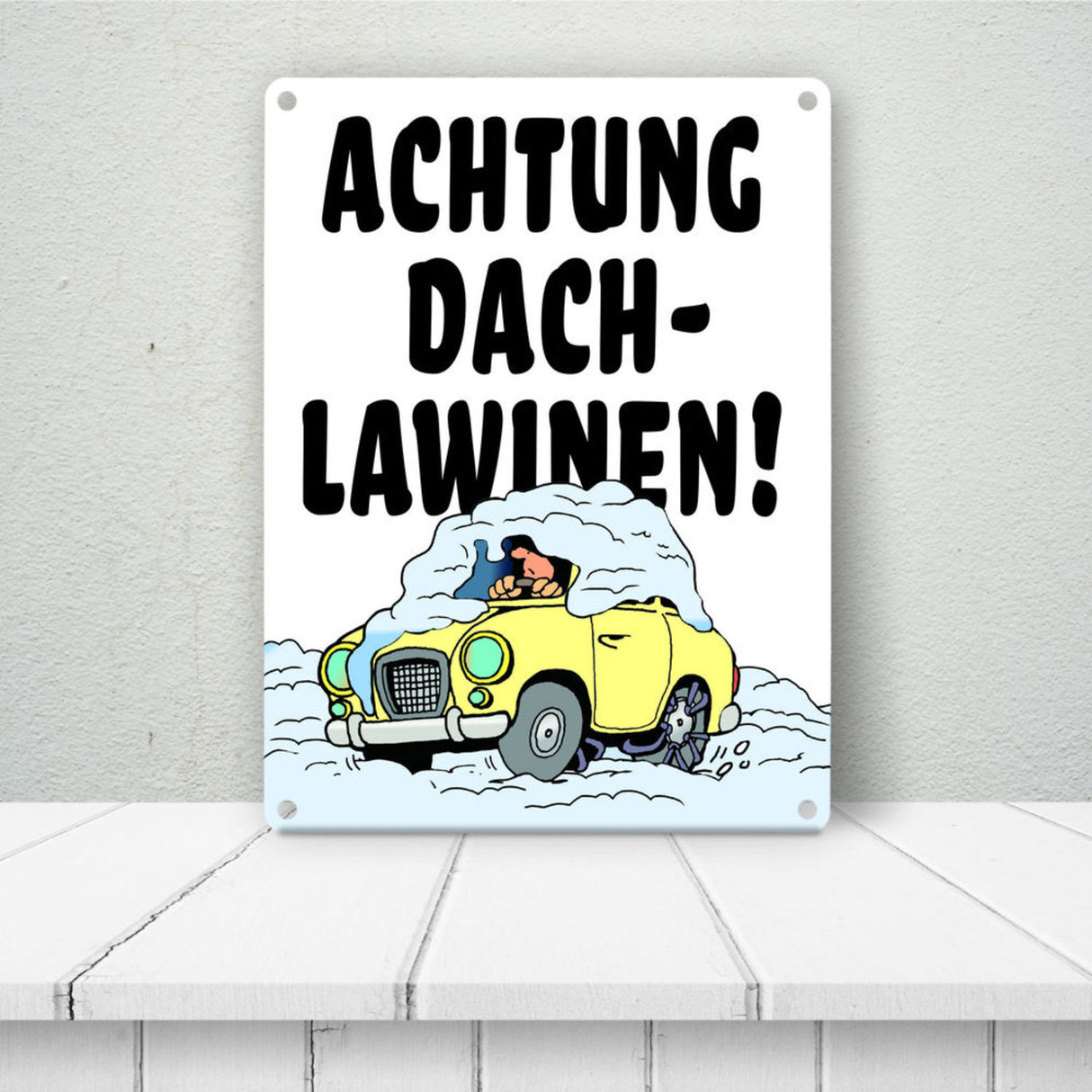 Dachlawine Metallschild -Rot zum Thema Dachlawinen im Winter