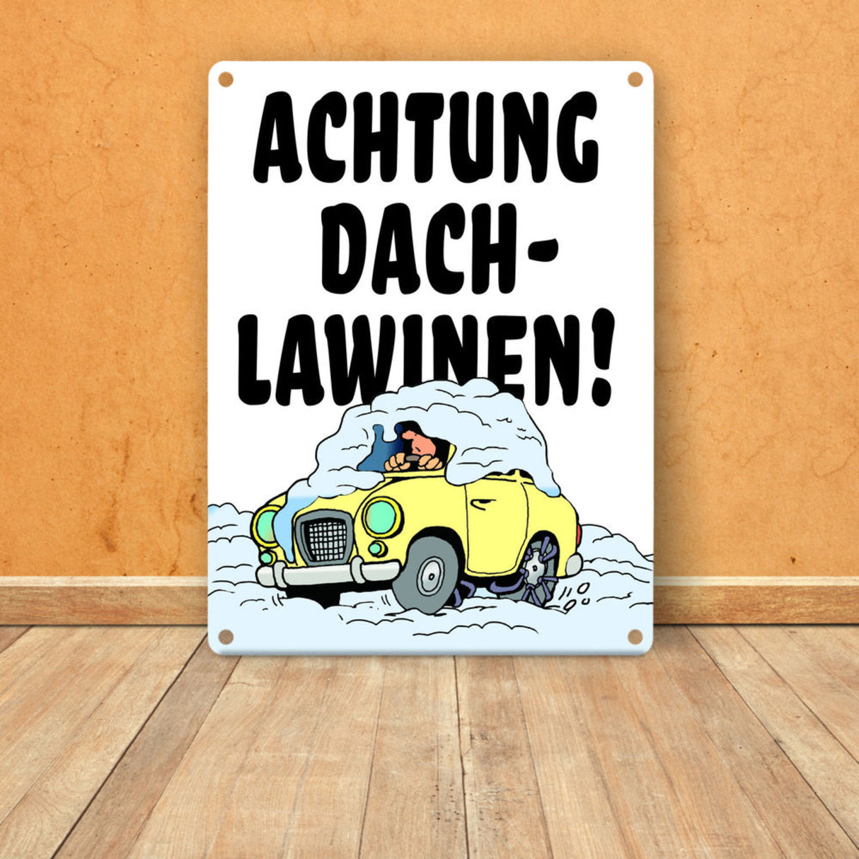 Dachlawine Metallschild -Rot zum Thema Dachlawinen im Winter