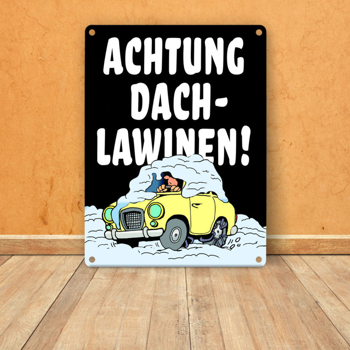 Dachlawine Metallschild -Rot zum Thema Dachlawinen im Winter
