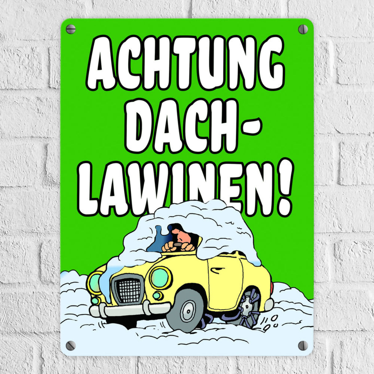 Dachlawine Metallschild -Rot zum Thema Dachlawinen im Winter