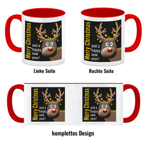 Rentier Motiv und Spruch Kaffeebecher zum Thema Weihnachten