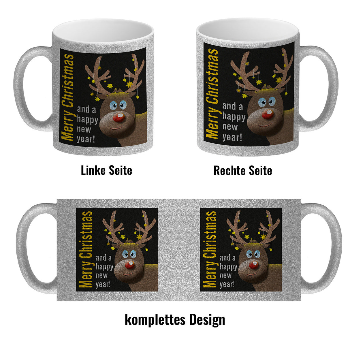 Rentier Motiv und Spruch Kaffeebecher zum Thema Weihnachten