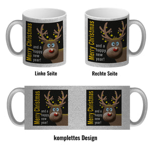 Rentier Motiv und Spruch Kaffeebecher zum Thema Weihnachten