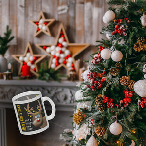 Rentier Motiv und Spruch Kaffeebecher zum Thema Weihnachten