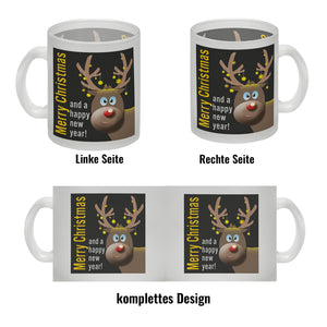 Rentier Motiv und Spruch Kaffeebecher zum Thema Weihnachten