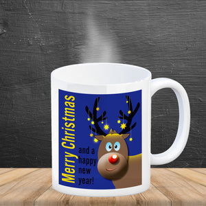 Rentier Motiv und Spruch Kaffeebecher zum Thema Weihnachten