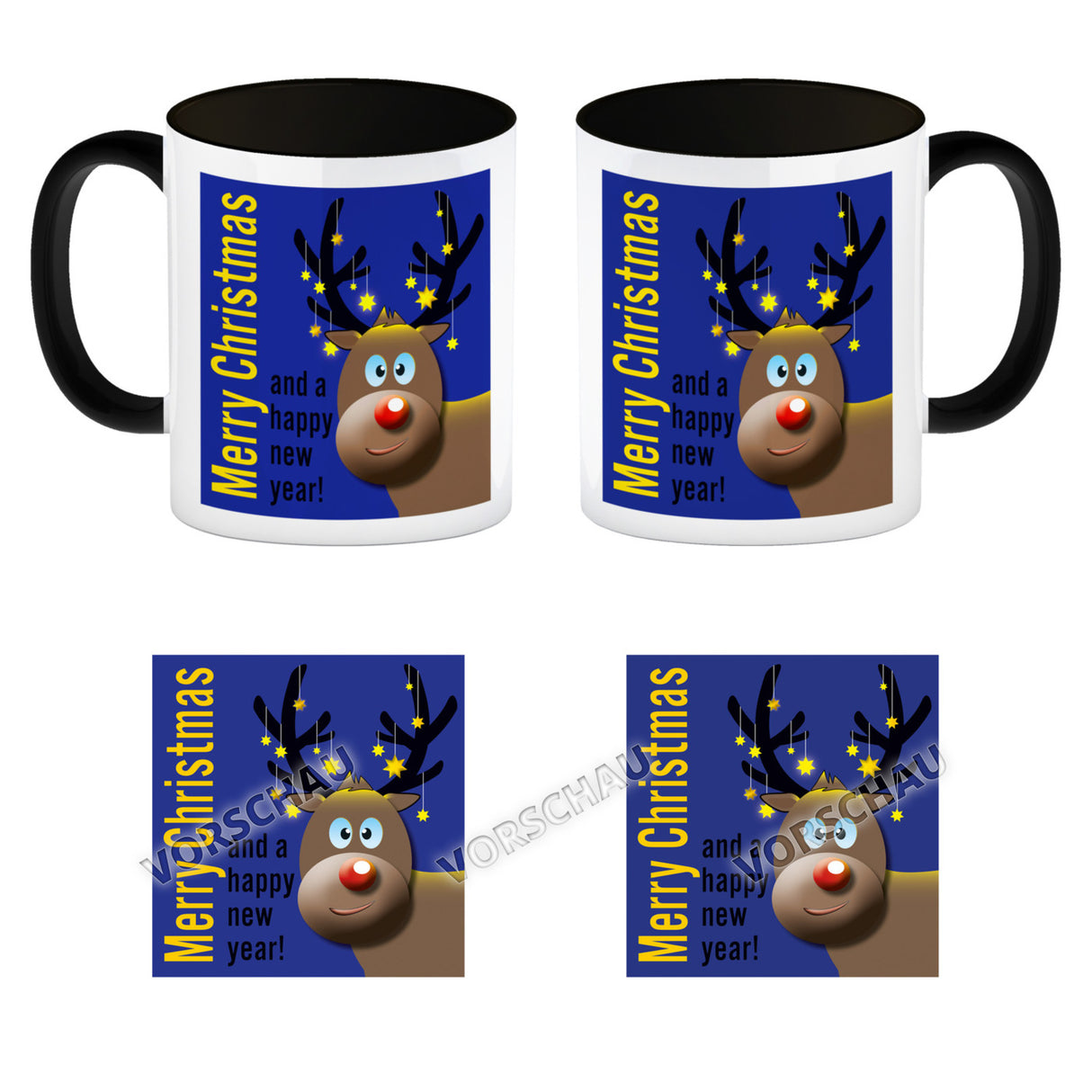 Rentier Motiv und Spruch Kaffeebecher zum Thema Weihnachten