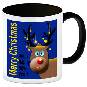 Rentier Motiv und Spruch Kaffeebecher zum Thema Weihnachten