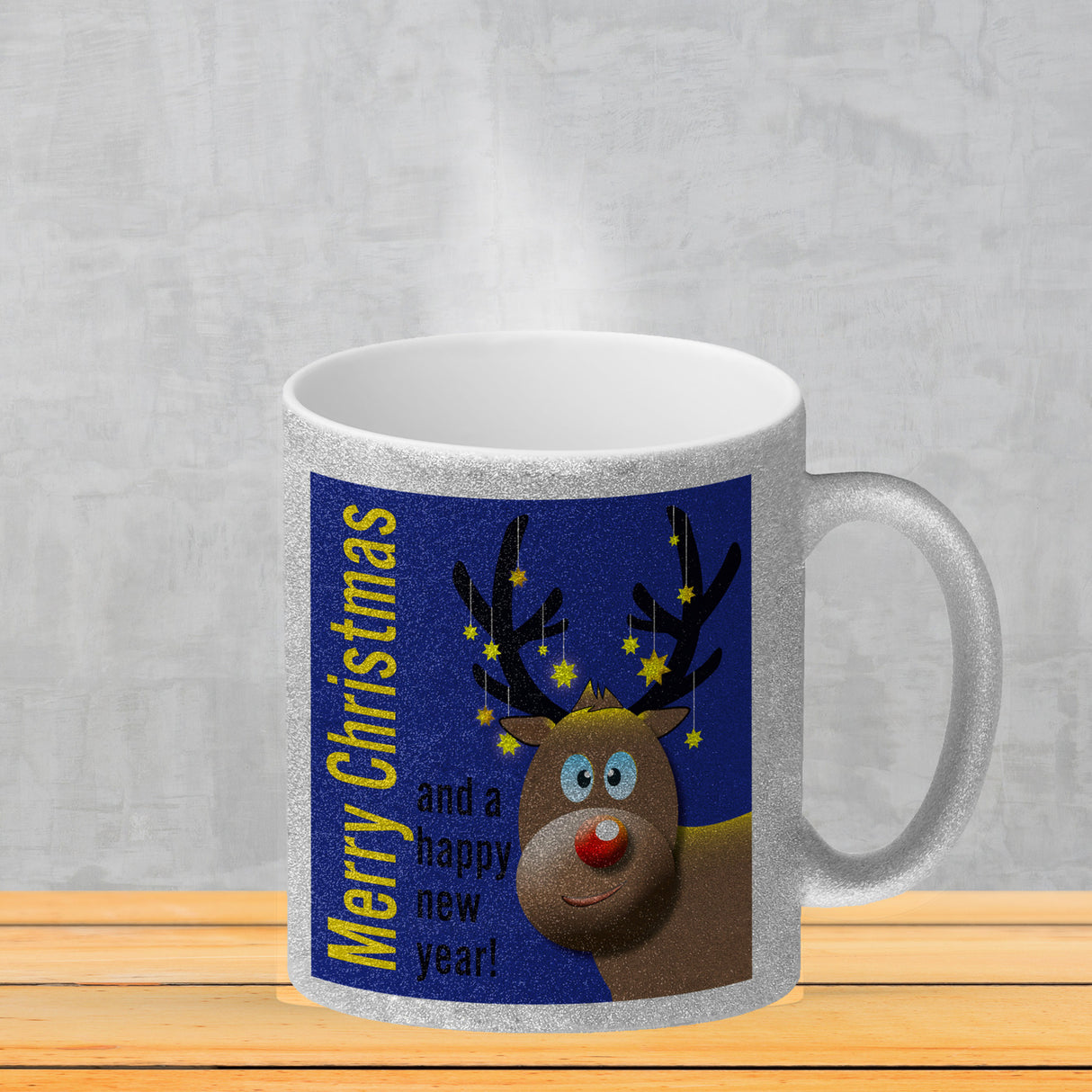 Rentier Motiv und Spruch Kaffeebecher zum Thema Weihnachten