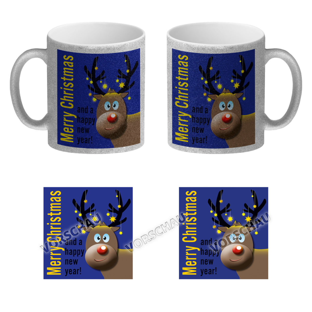 Rentier Motiv und Spruch Kaffeebecher zum Thema Weihnachten