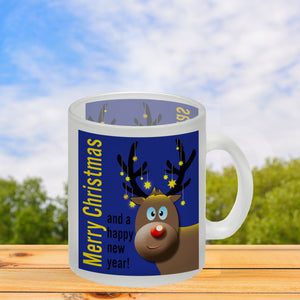 Rentier Motiv und Spruch Kaffeebecher zum Thema Weihnachten