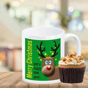 Rentier Motiv und Spruch Kaffeebecher zum Thema Weihnachten