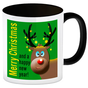Rentier Motiv und Spruch Kaffeebecher zum Thema Weihnachten