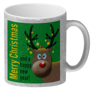 Rentier Motiv und Spruch Kaffeebecher zum Thema Weihnachten