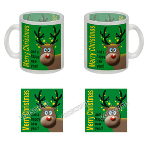 Rentier Motiv und Spruch Kaffeebecher zum Thema Weihnachten