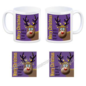 Rentier Motiv und Spruch Kaffeebecher zum Thema Weihnachten