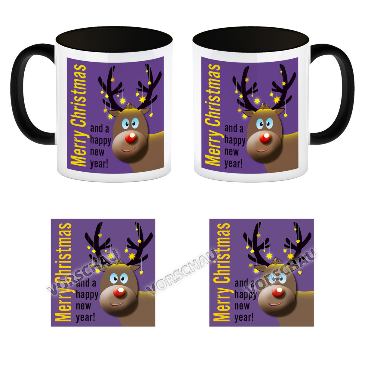 Rentier Motiv und Spruch Kaffeebecher zum Thema Weihnachten