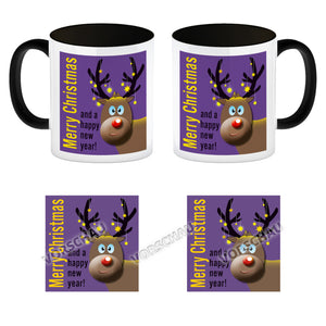 Rentier Motiv und Spruch Kaffeebecher zum Thema Weihnachten