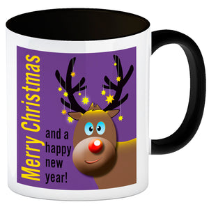 Rentier Motiv und Spruch Kaffeebecher zum Thema Weihnachten