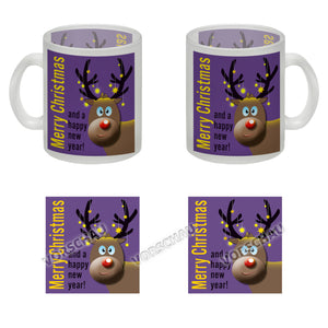 Rentier Motiv und Spruch Kaffeebecher zum Thema Weihnachten