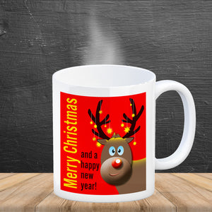 Rentier Motiv und Spruch Kaffeebecher zum Thema Weihnachten