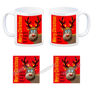 Rentier Motiv und Spruch Kaffeebecher zum Thema Weihnachten