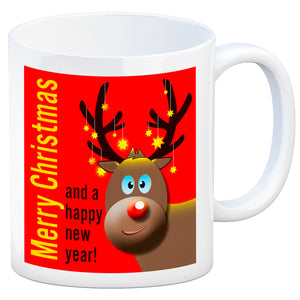 Rentier Motiv und Spruch Kaffeebecher zum Thema Weihnachten